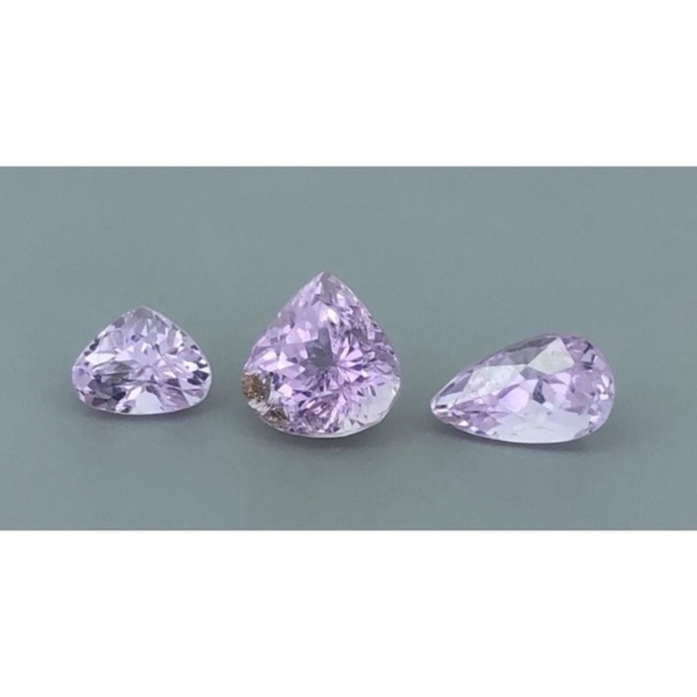3 Kunzite Gemstones Natural Pink,  Transparent: Total Weight